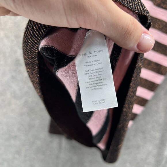 Rag & bone Sweatshirt Womens XS Black Pink Metallic Striped Pullover Knit Wool - Picture 9 of 10